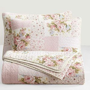🔥🔥🔥Pre-Washed Cotton Quilt Set - Rosy Pink Chic Floral Bedding Coverlet